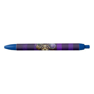 Steampunk Spider op Paarse achtergrond Zwarte Inkt Pen