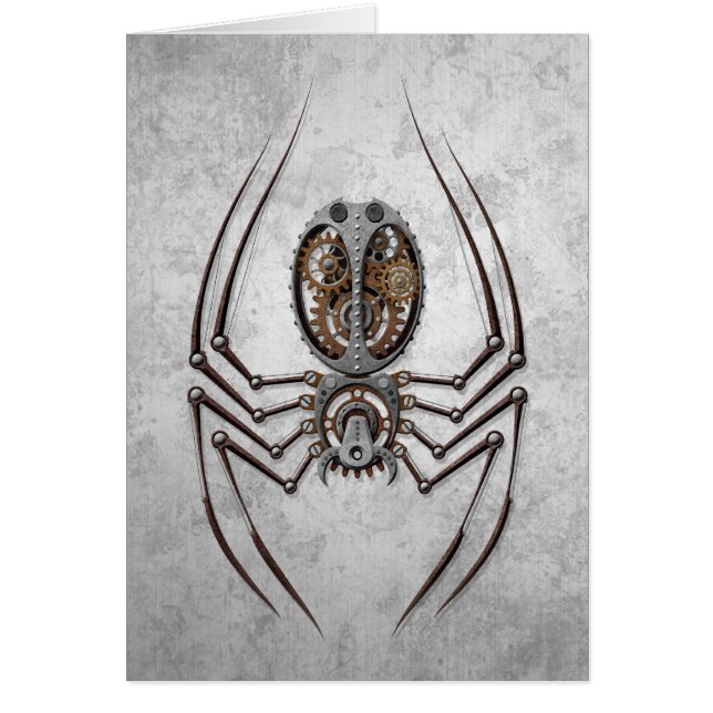 Steampunk Spider op ruw staal (Voorkant)