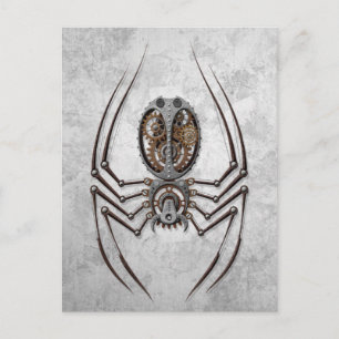 Steampunk Spider op ruw staal Briefkaart