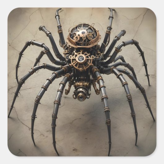 Steampunk Spider Vierkante Sticker (Voorkant)