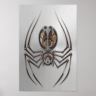 Steampunk-spin met roestvrij staaleffect poster