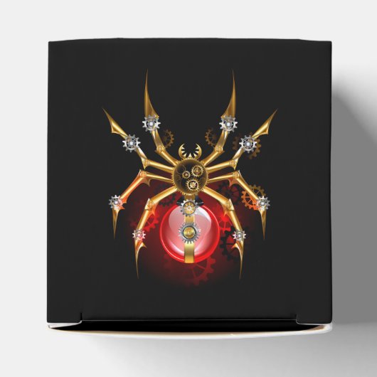 Steampunk spin op zwart bedankdoosjes (Bovenkant)