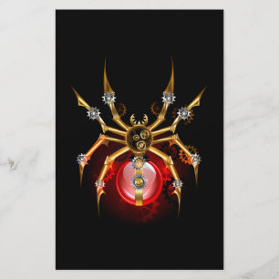 Steampunk spin op zwart briefpapier