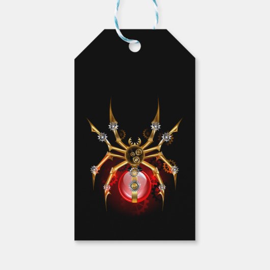 Steampunk spin op zwart cadeaulabel (Achterkant)