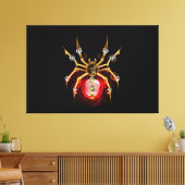 Steampunk spin op zwart canvas afdruk (Insitu (Woonkamer))
