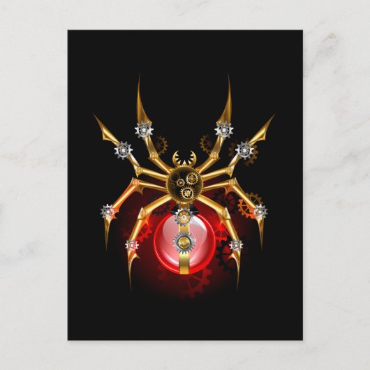 Steampunk spin op zwart feestdagenkaart (Voorkant)