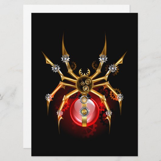 Steampunk spin op zwart feestdagenkaart (Voorkant / Achterkant)