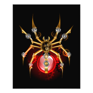 Steampunk spin op zwart foto afdruk