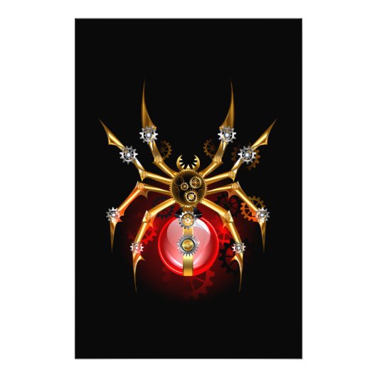 Steampunk spin op zwart foto afdruk (Voorkant)