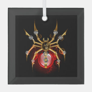 Steampunk spin op zwart glas ornament