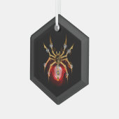 Steampunk spin op zwart glas ornament (Voorkant links)