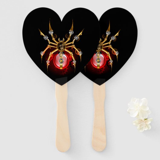 Steampunk spin op zwart handwaaier (Voorkant en achterkant)