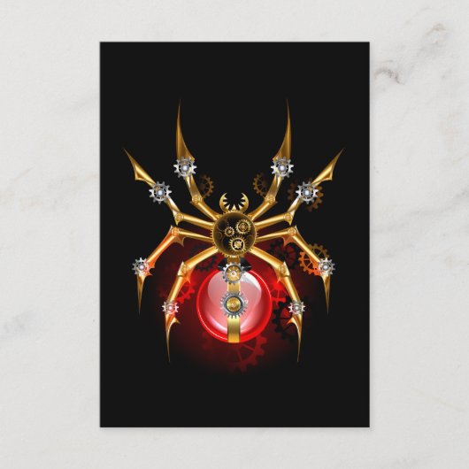 Steampunk spin op zwart informatiekaartje (Voorkant)