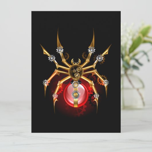 Steampunk spin op zwart kaart (Staand voorkant)