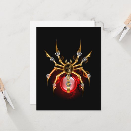 Steampunk spin op zwart kaart (Voorkant / Achterkant in situ)