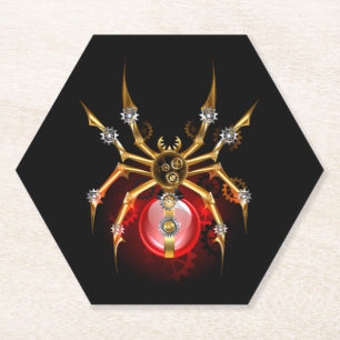 Steampunk spin op zwart kartonnen onderzetters