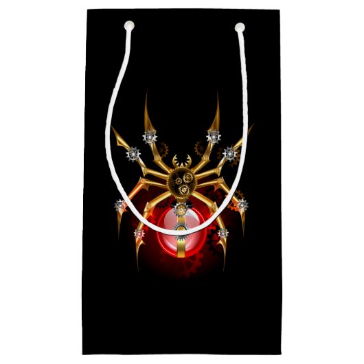 Steampunk spin op zwart klein cadeauzakje (Voorkant)