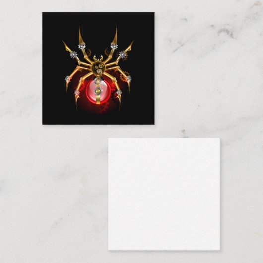 Steampunk spin op zwart kortingskaartje (Voorkant / Achterkant)