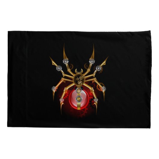 Steampunk spin op zwart kussensloop (Achterkant-Links)