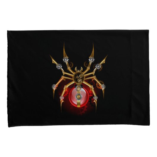 Steampunk spin op zwart kussensloop (Voorkant-Rechts)