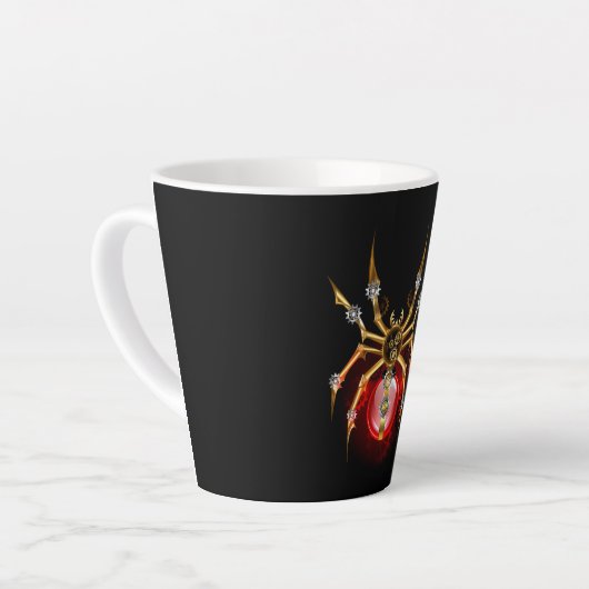 Steampunk spin op zwart latte mok (Linkerhoek)