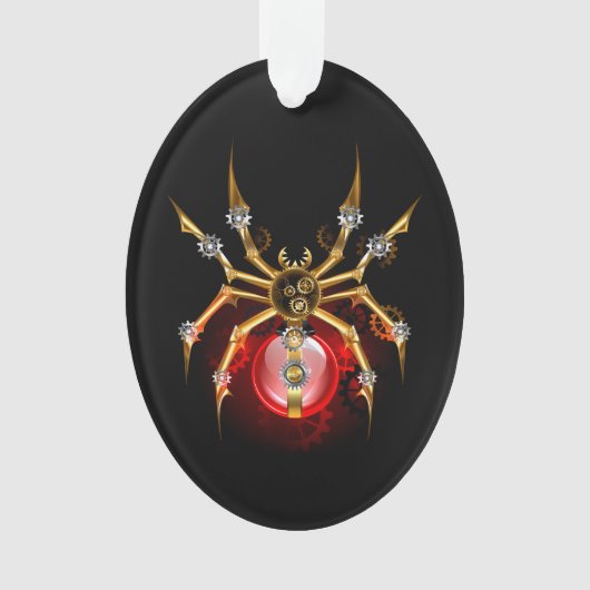 Steampunk spin op zwart ornament (voorkant)