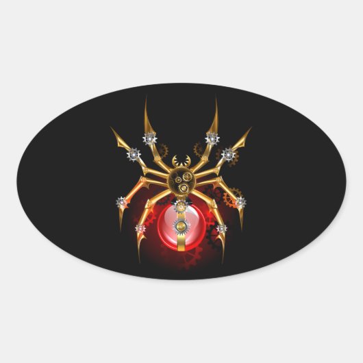 Steampunk spin op zwart ovale sticker (Voorkant)