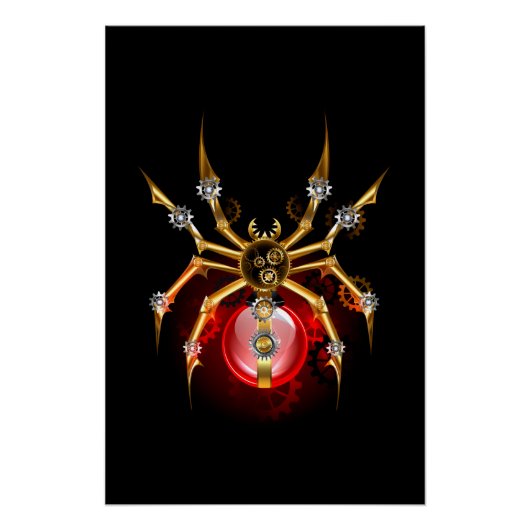 Steampunk spin op zwart perfect poster (Voorkant)