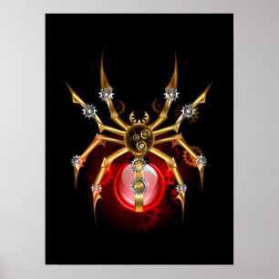 Steampunk spin op zwart poster