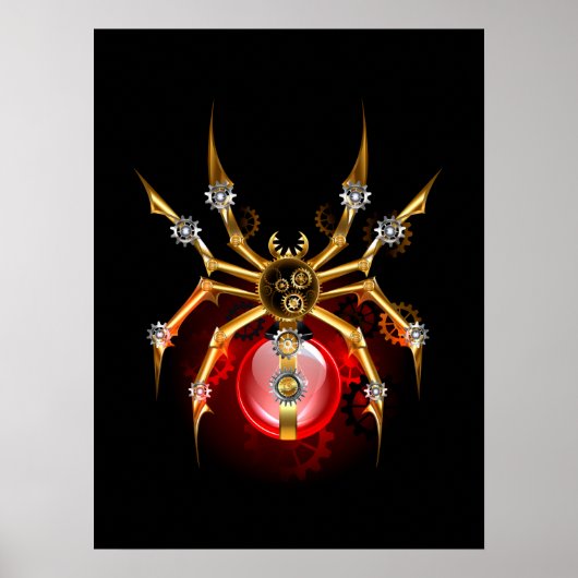 Steampunk spin op zwart poster (Voorkant)