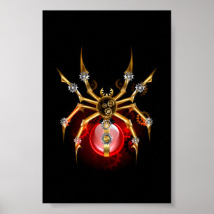 Steampunk spin op zwart poster