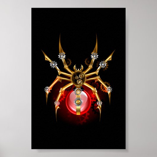 Steampunk spin op zwart poster (Voorkant)