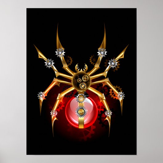 Steampunk spin op zwart poster (Voorkant)