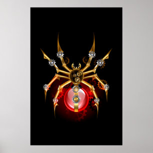 Steampunk spin op zwart poster
