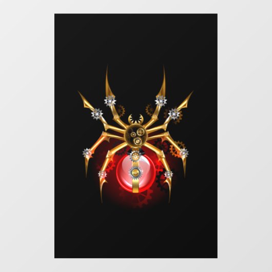 Steampunk spin op zwart raamsticker (Vel)