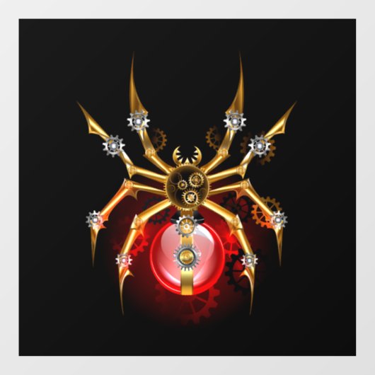 Steampunk spin op zwart raamsticker (Vel)