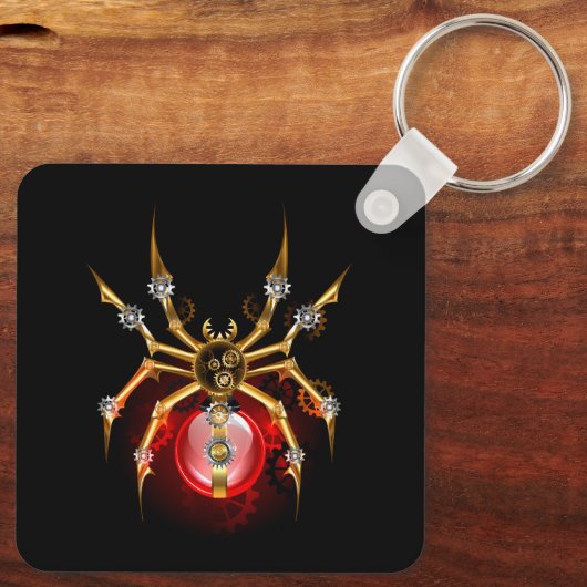 Steampunk spin op zwart sleutelhanger (Achterkant)