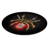 Steampunk spin op zwart snijplank (Hoek)