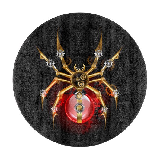 Steampunk spin op zwart snijplank (Voorkant)