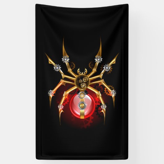 Steampunk spin op zwart spandoek (Verticaal)
