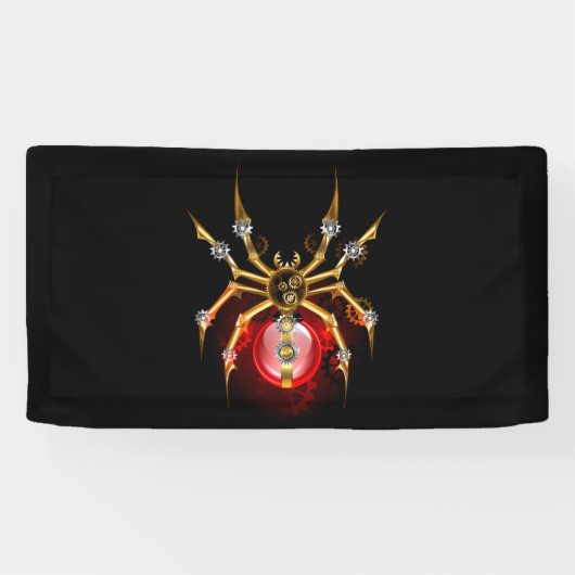 Steampunk spin op zwart spandoek (Horizontaal)