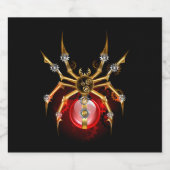 Steampunk spin op zwart sparkling wijnetiket (Enkel label)