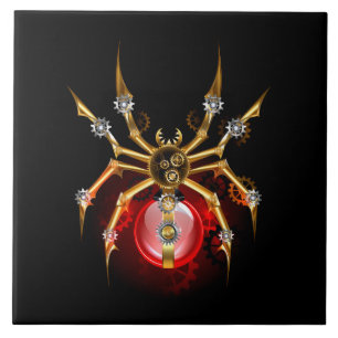 Steampunk spin op zwart tegeltje