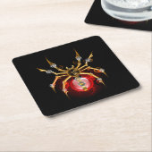 Steampunk spin op zwart vierkante kartonnen onderzetter (Schuin)