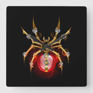 Steampunk spin op zwart vierkante klok