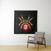 Steampunk spin op zwart wandkleed (In situ)