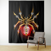 Steampunk spin op zwart wandkleed (In situ)