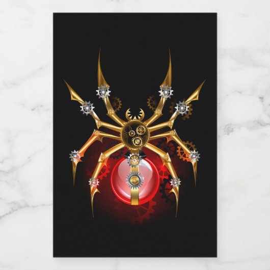 Steampunk spin op zwart wijn etiket (Enkel label)