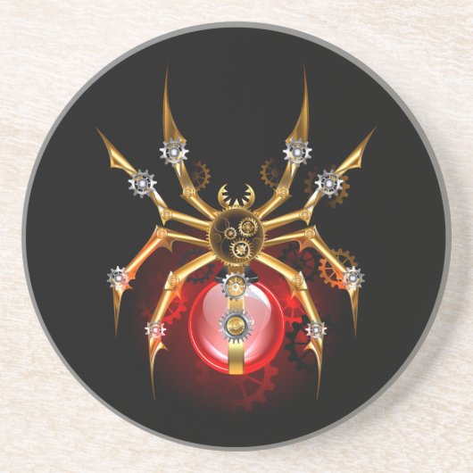 Steampunk spin op zwart zandsteen onderzetter (Voorkant)