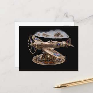 Steampunk Spitfire Mechanisch Gevechtsvliegtuig Briefkaart